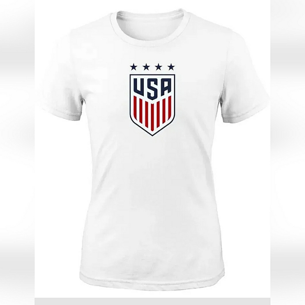 NEW U.S. Soccer Dunn #19 USWNT T-Shirt! (M) Women. White. Cotton. Stretches